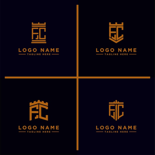 Vetor design de logotipo inspirador conjunto para empresas das letras iniciais do ícone do logotipo do fc