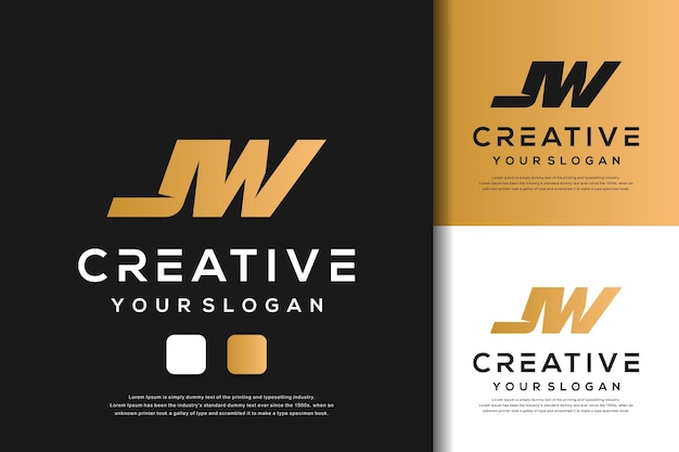 Design de logotipo jw carta monograma abstrata