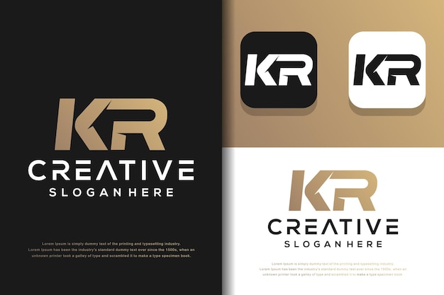Vetor design de logotipo kr de letra abstrata monograma