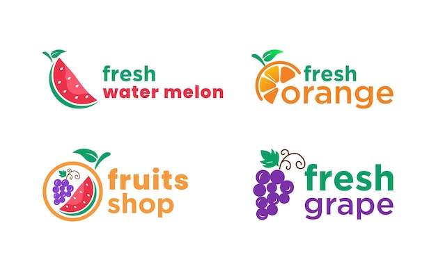 Design de logotipo laranja de uva de fruta melancia fresca