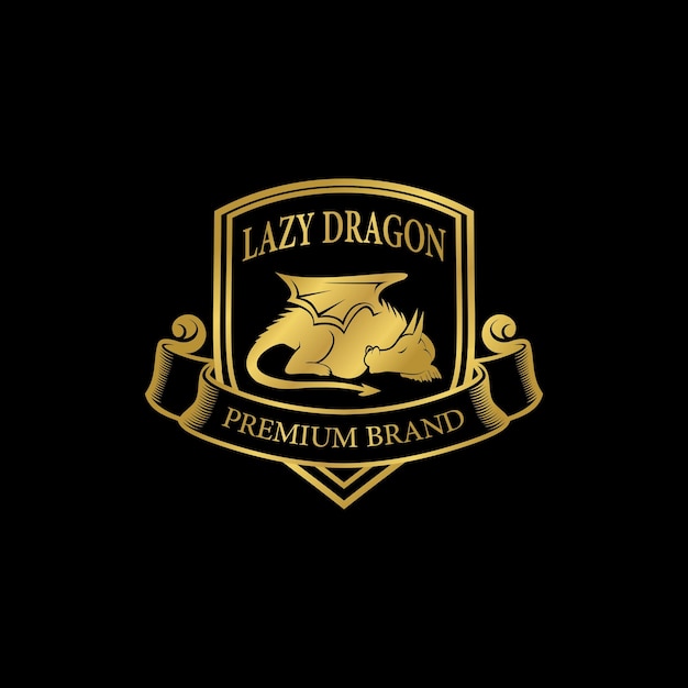 Vetor design de logotipo lazy dragon estoque vetorial de luxo