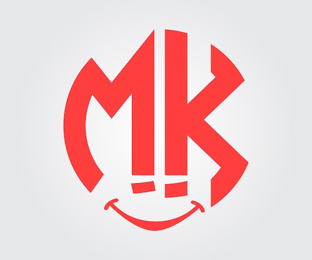 Vetor design de logotipo letra mk sorriso