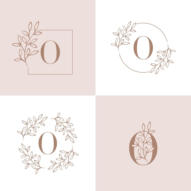 Design de logotipo letra o com elemento de folha de orquídea