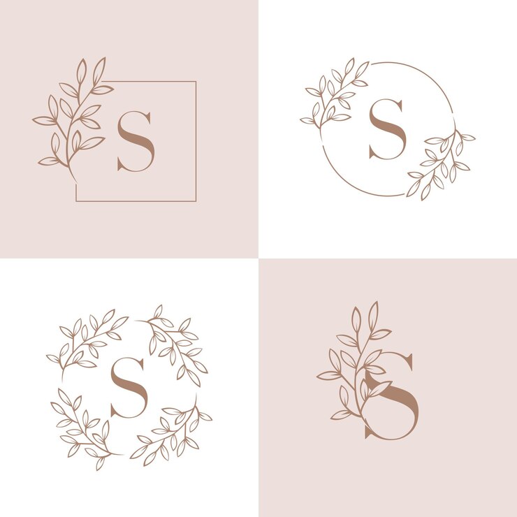Design de logotipo letra s com elemento de folha de orquídea