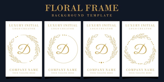 Vetor design de logotipo luxuoso da letra d com moldura floral