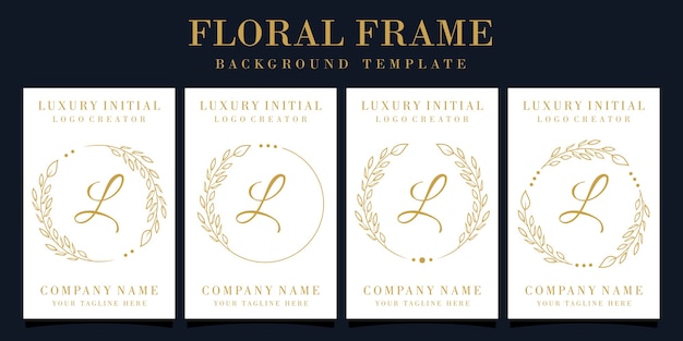 Design de logotipo luxuoso da letra l com moldura floral