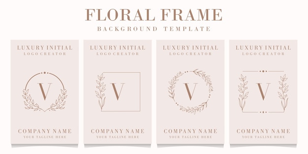 Vetor design de logotipo luxuoso da letra u com modelo de moldura floral