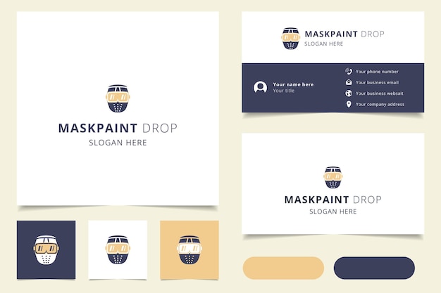 Design de logotipo Maskpaint drop com marca de slogan editável