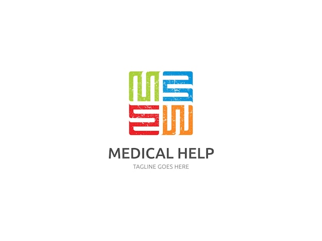 Vetor design de logotipo médico com efeito grunge premium vector template