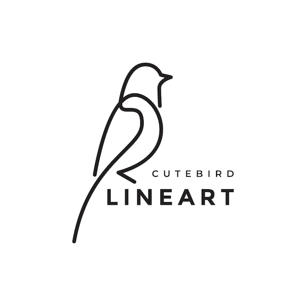 Design de logotipo minimalista de linha de passarinho, símbolo gráfico vetorial, ilustração de ícone, ideia criativa