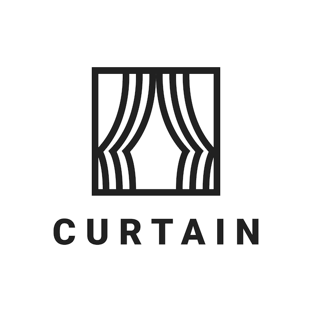 Design de logotipo minimalista e elegante de cortina para negócios de interiores