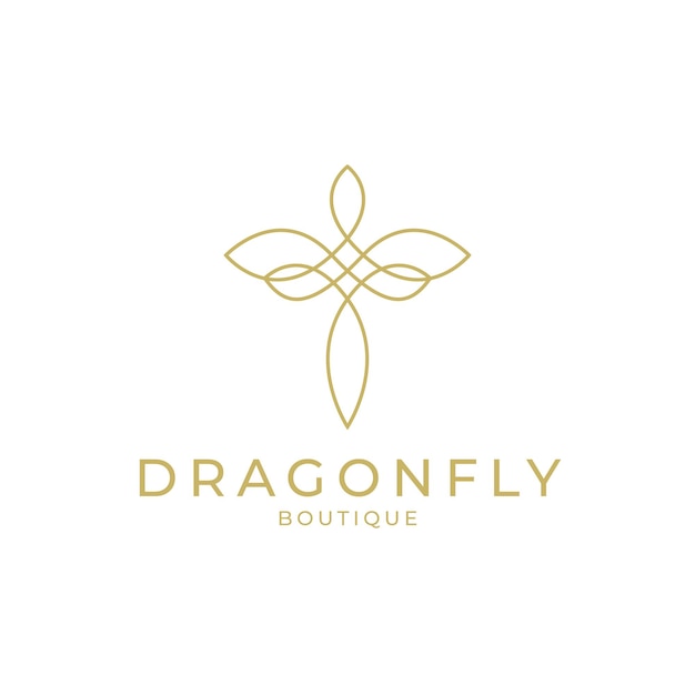 Design de logotipo minimalista e elegante de dragonfly com estilo de linha de arte para bijuterias e saloon