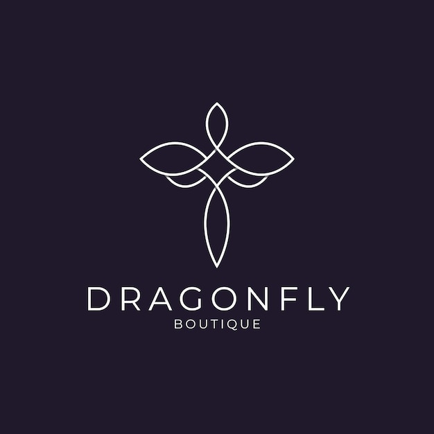 Design de logotipo minimalista e elegante de dragonfly com estilo de linha de arte para bijuterias e saloon