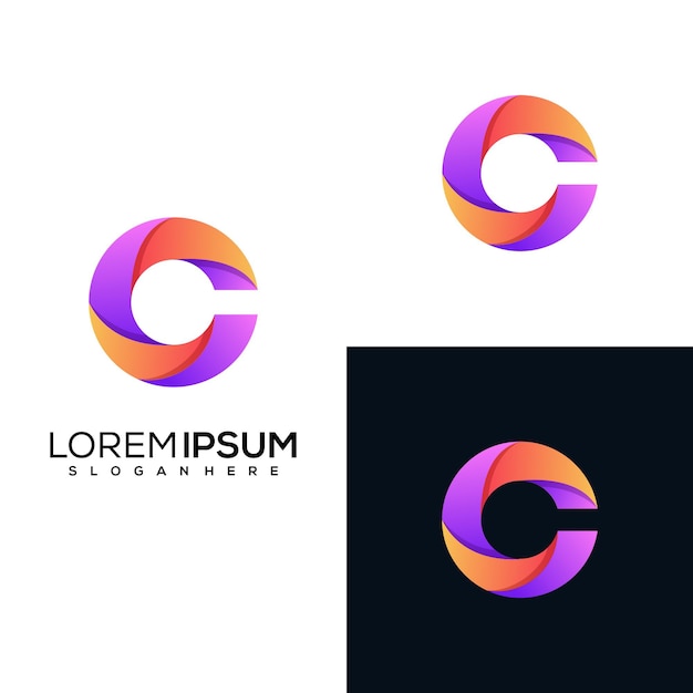 Vetor design de logotipo moderno com letra c