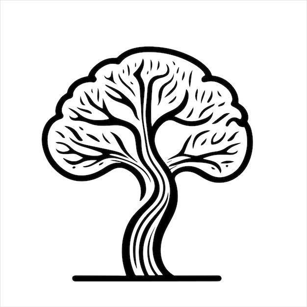 Design de logotipo moderno da árvore cerebral minimalismo ilustração em vetor
