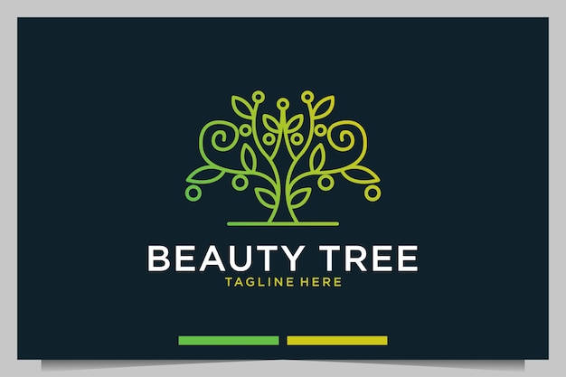 Design de logotipo moderno de arte verde linha de árvore
