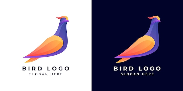 Design de logotipo moderno pássaro colorido ou gradiente