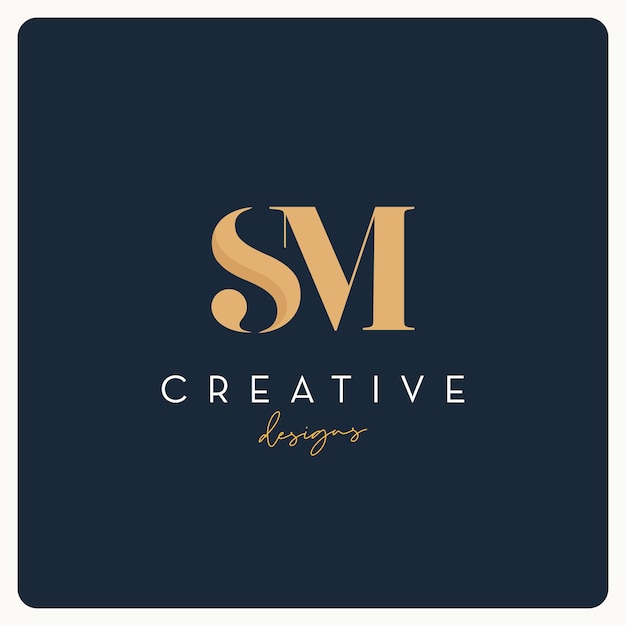 Design de logotipo monogram sm, logotipo de carta criativa para negócios e empresas