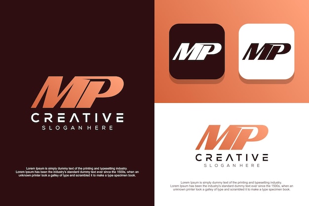 Vetor design de logotipo mp de carta monograma abstrata