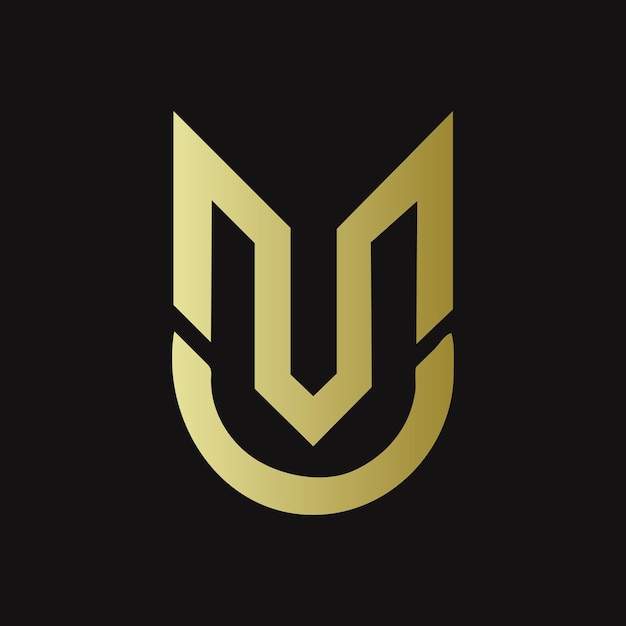 Design de logotipo mu dourado com fundo preto