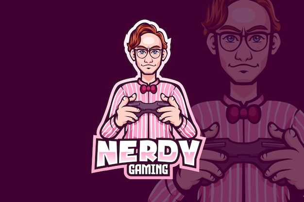 Vetor design de logotipo nerd gaming para esport