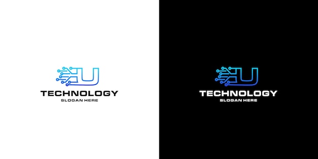 Design de logotipo nfts com tecnologia letter u