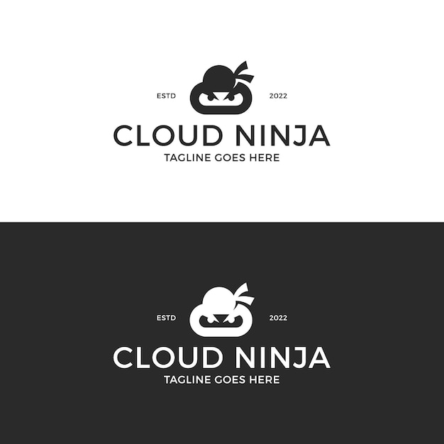 Design de logotipo ninja em nuvem