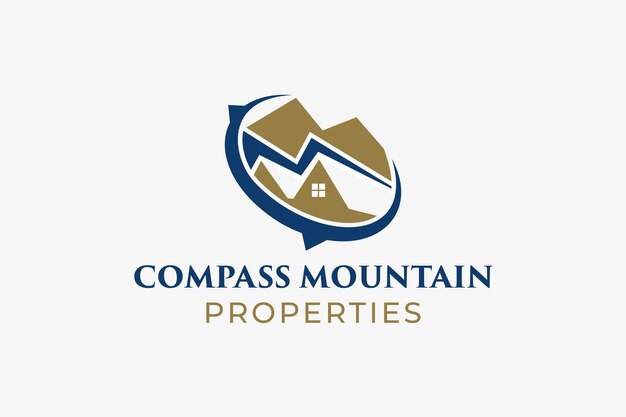 Vetor design de logotipo para investimentos e imóveis residenciais da compass mountain