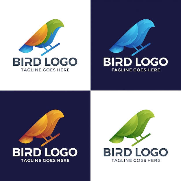 Design de logotipo pássaro 3d com cor de opção.