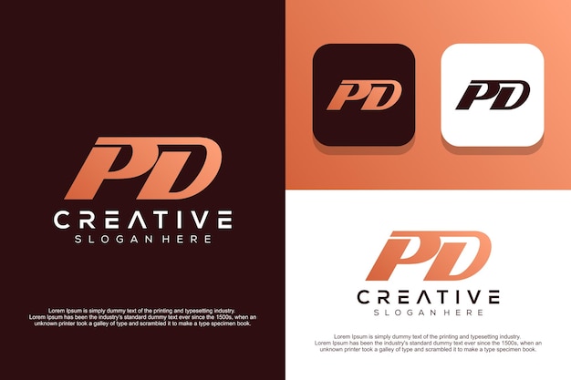 Vetor design de logotipo pd de carta monograma abstrata