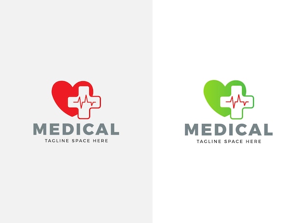 Vetor design de logotipo plano médico de saúde