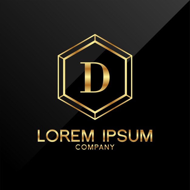 Design de logotipo premium dourado com coroa letra d