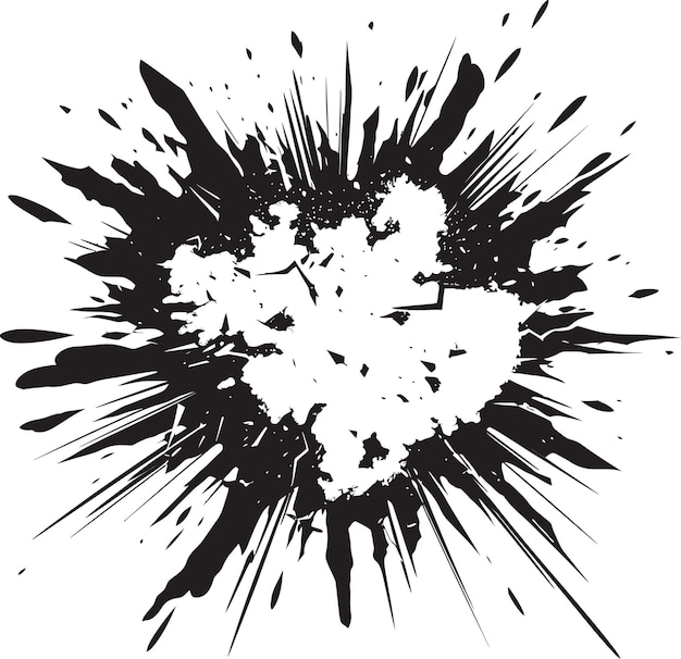 Design de logotipo preto de impacto de quadrinhos com ícone de vetor de explosão em preto e negrito