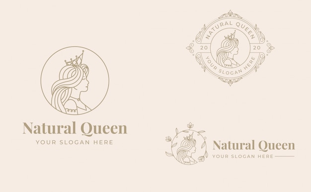 Design de logotipo rainha vintage com modelo de crachá