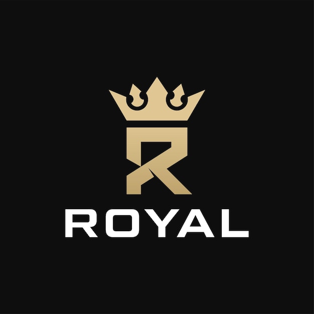 Vetor design de logotipo real com letra r e símbolo de coroa