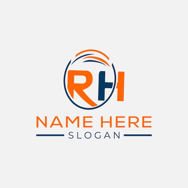 Design de logotipo redondo rh com fundo branco