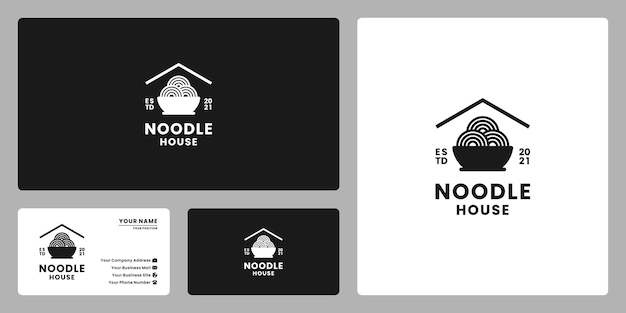 Design de logotipo retrô de casa de macarrão minimalista vintage