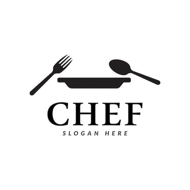 Design de logotipo retrô simples de chef e restaurante.