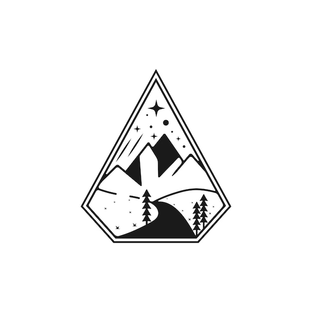 Design de logotipo retrô vintage mountain sea adventure