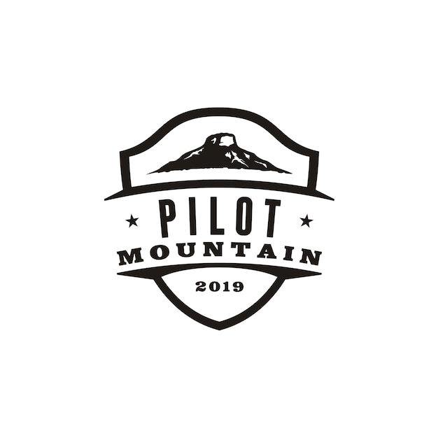 Design de logotipo retro vintage piloto montanha