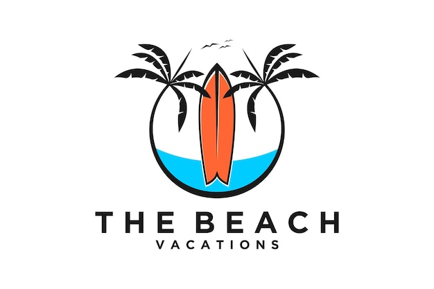 Design de logotipo retrô vintage sunset island lake beach sea ocean