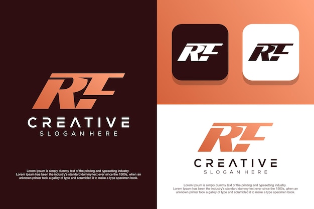 Vetor design de logotipo rf de carta monograma abstrata