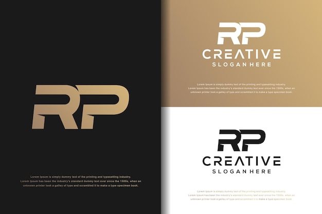 Design de logotipo rp de carta monograma abstrata