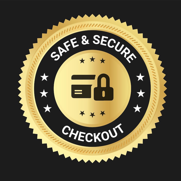 Design de logotipo Safe Secure Checkout e crachá de confiança