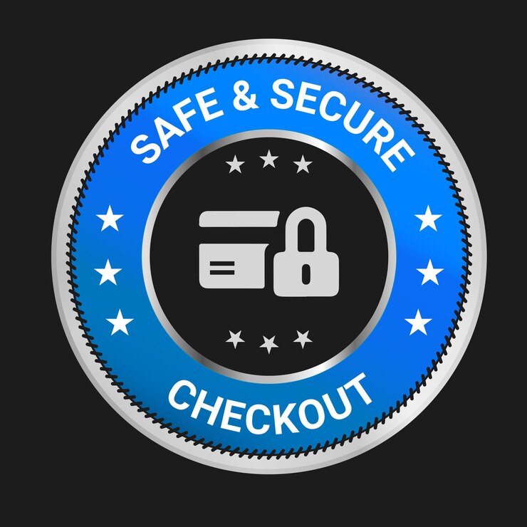 Design de logotipo Safe Secure Checkout e crachá de confiança