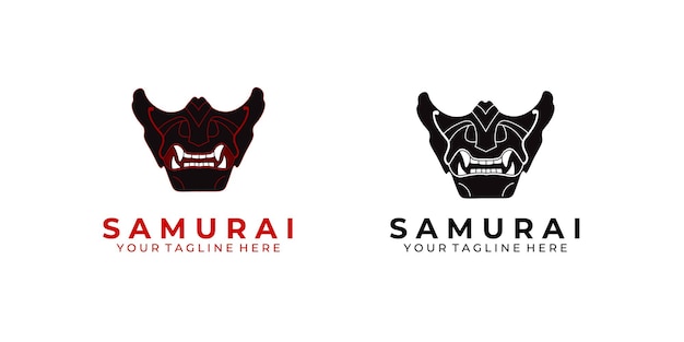 Design de logotipo samurai moderno ilustração de arte vetorial rosto máquina tecnologia robô ícone estilo vintage