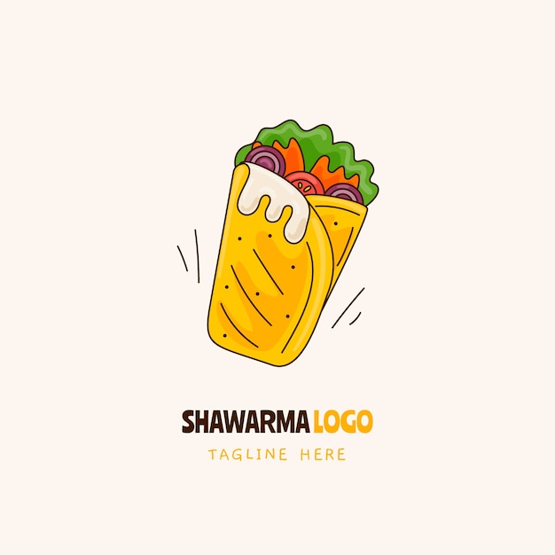 Vetor design de logotipo shawarma desenhado à mão