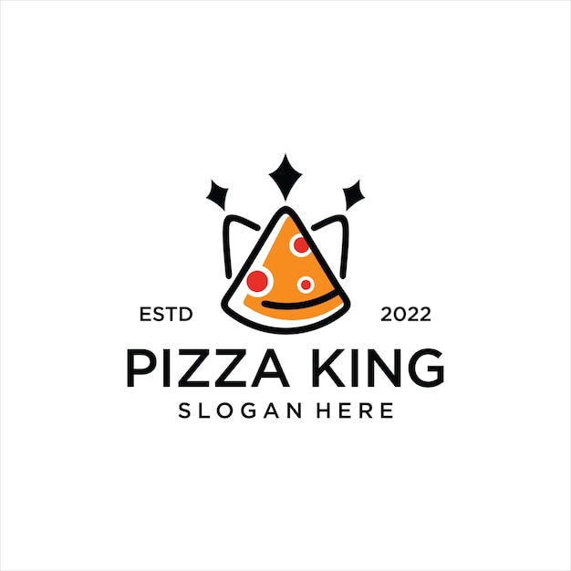 Vetor design de logotipo símbolo do rei da pizza vetor pizzaria italiana