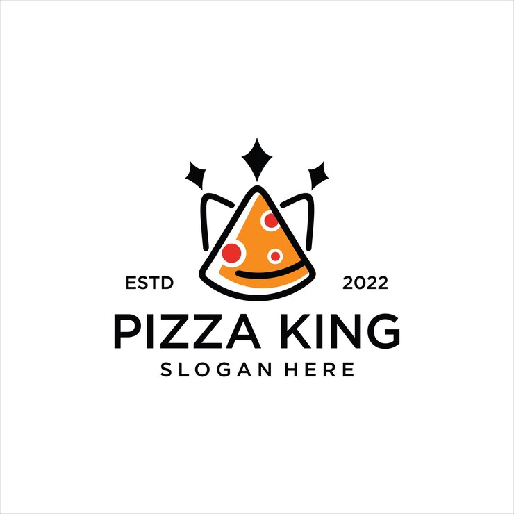 design de logotipo símbolo do rei da pizza vetor Pizzaria italiana