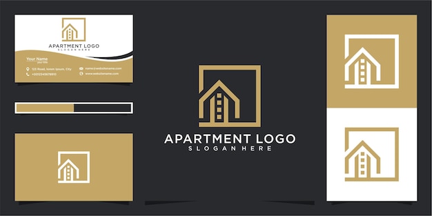 Design de logotipo simples e cartão de visita do apartamento